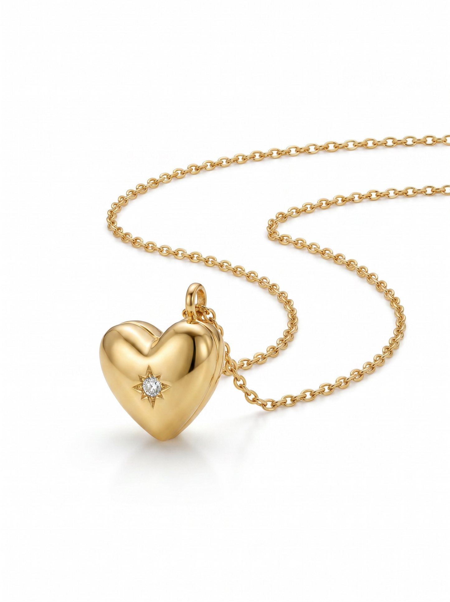 Waterproof Starburst Heart Pendant Necklace