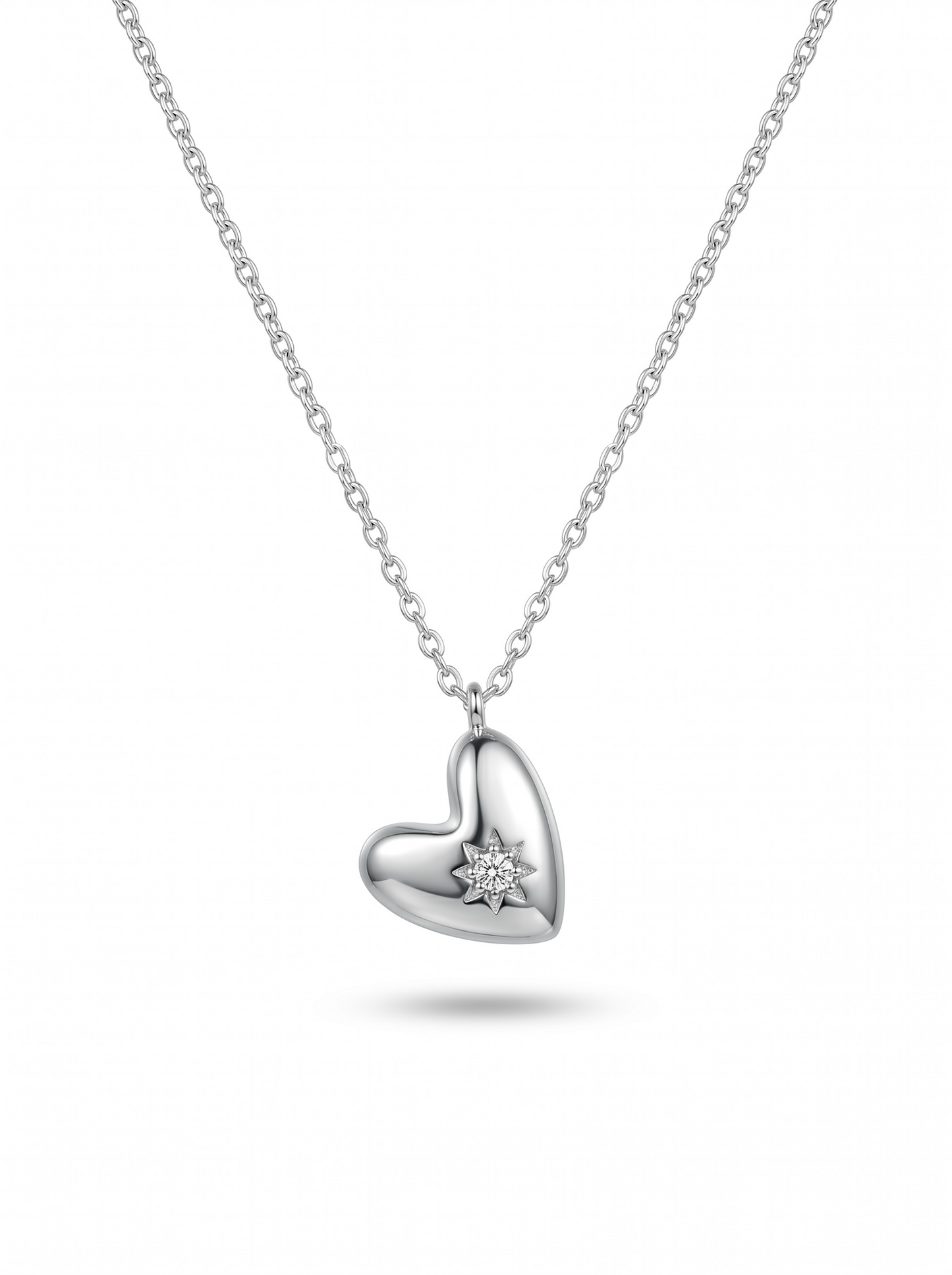 Waterproof Starburst Heart Pendant Necklace